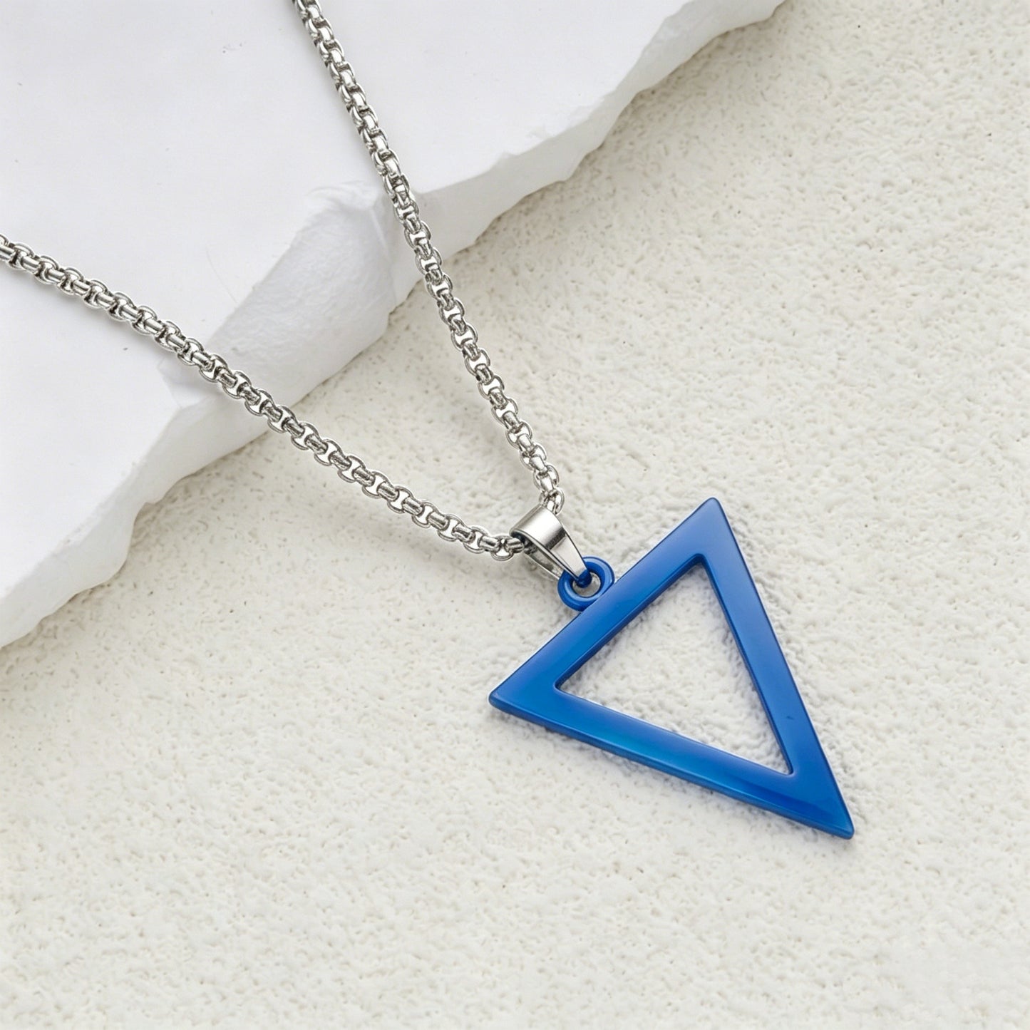 Men's Titanium Steel Black Triangle Stainless Geometric Necklace