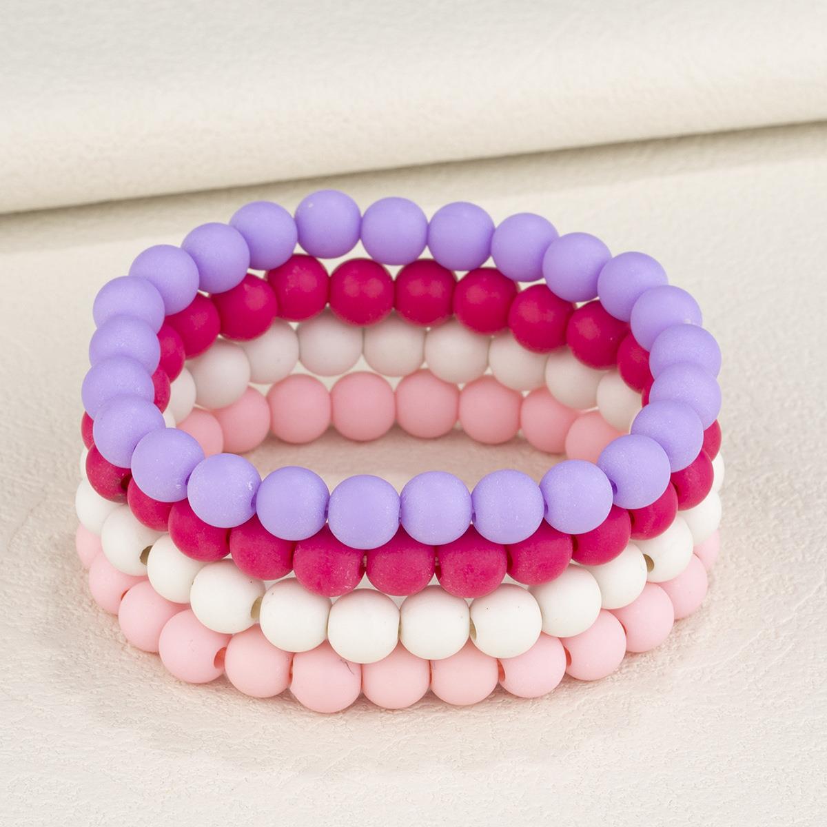 Fashion Simple Gradient Color Acrylic Beaded Bracelets