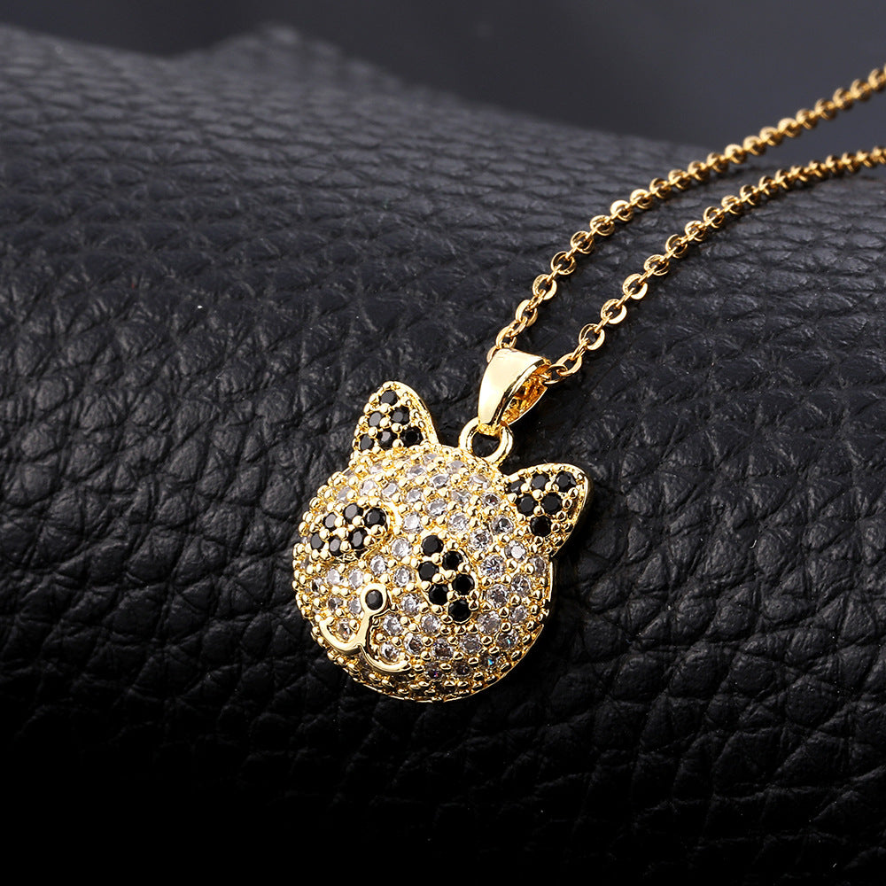 Personality Gold-plated Diamond Bear Female Cartoon Necklaces