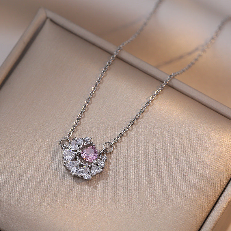 Luxury Minority Love Pink Diamond Star Ornament Necklaces