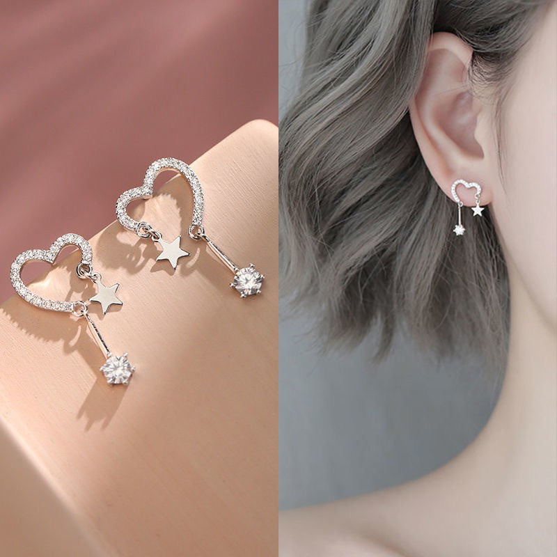 Needle French Style Vintage Pearl Hollow Rose Tide Super Stud Earrings