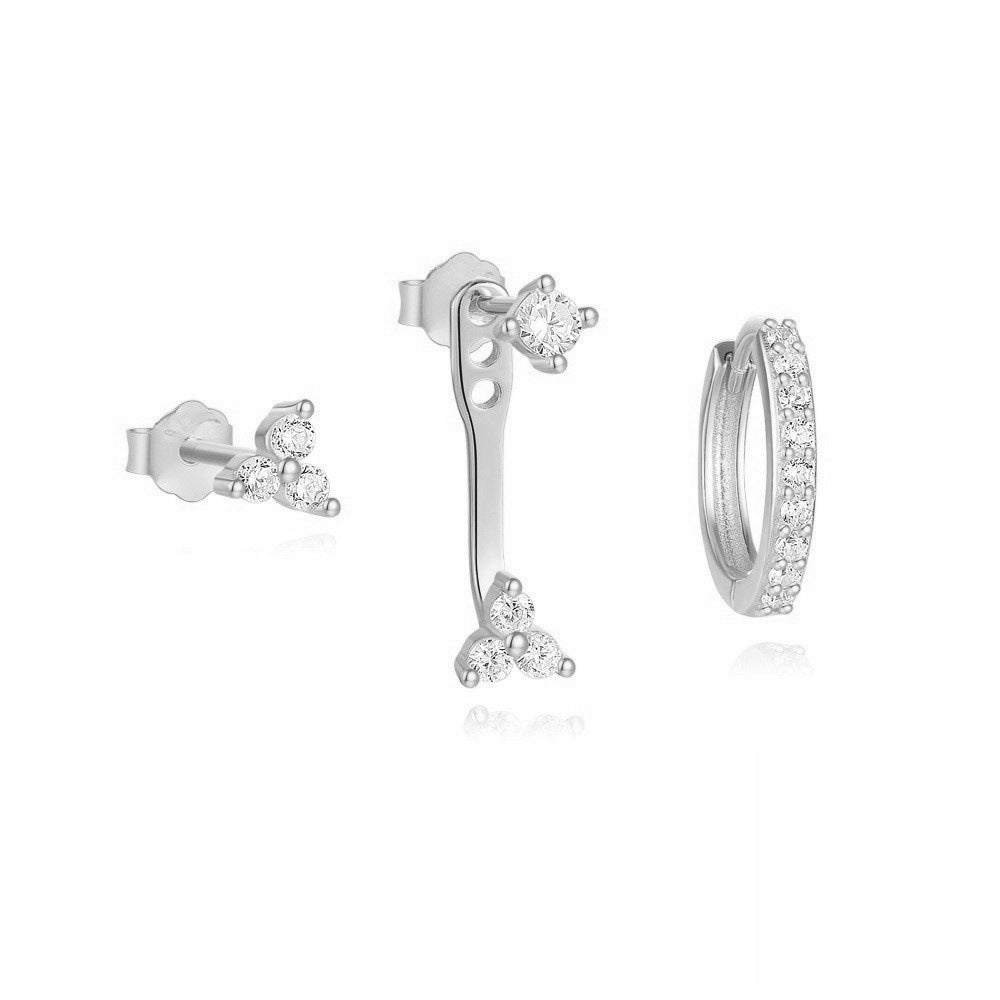 Women's Geometric Zircon Ear Earings Classic Flower Rings