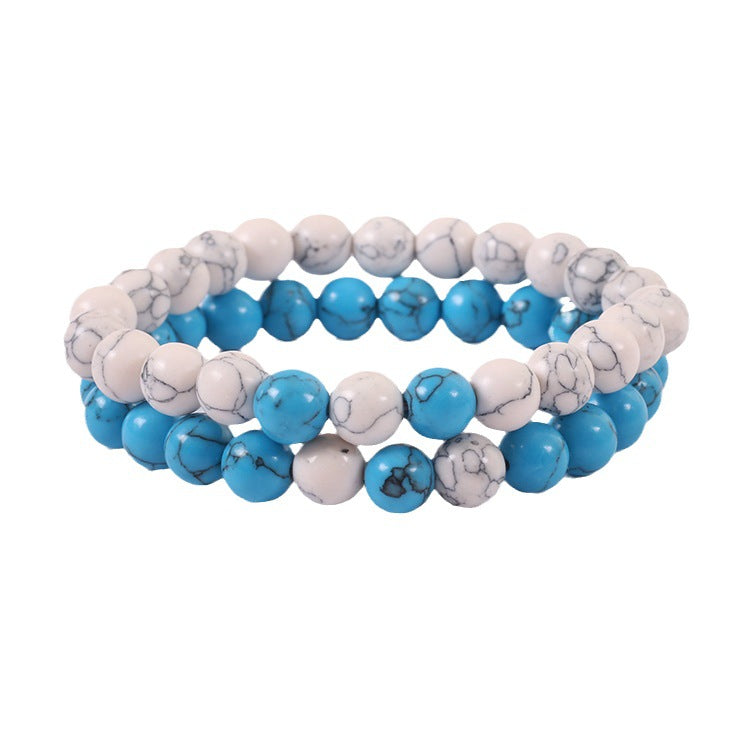 Pine White Turquoise Couple Prayer Beads Bracelets