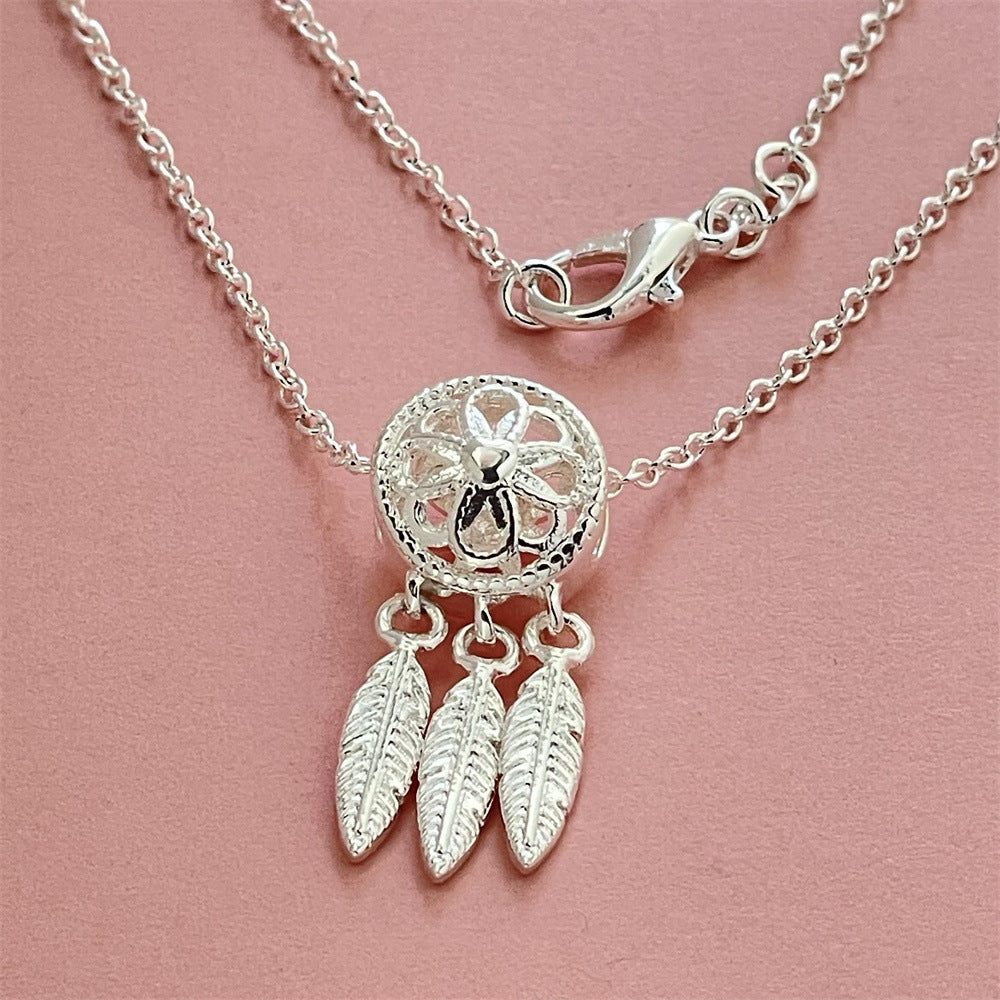 Slouchy Versatile Sier Plated Dream Catcher Necklace