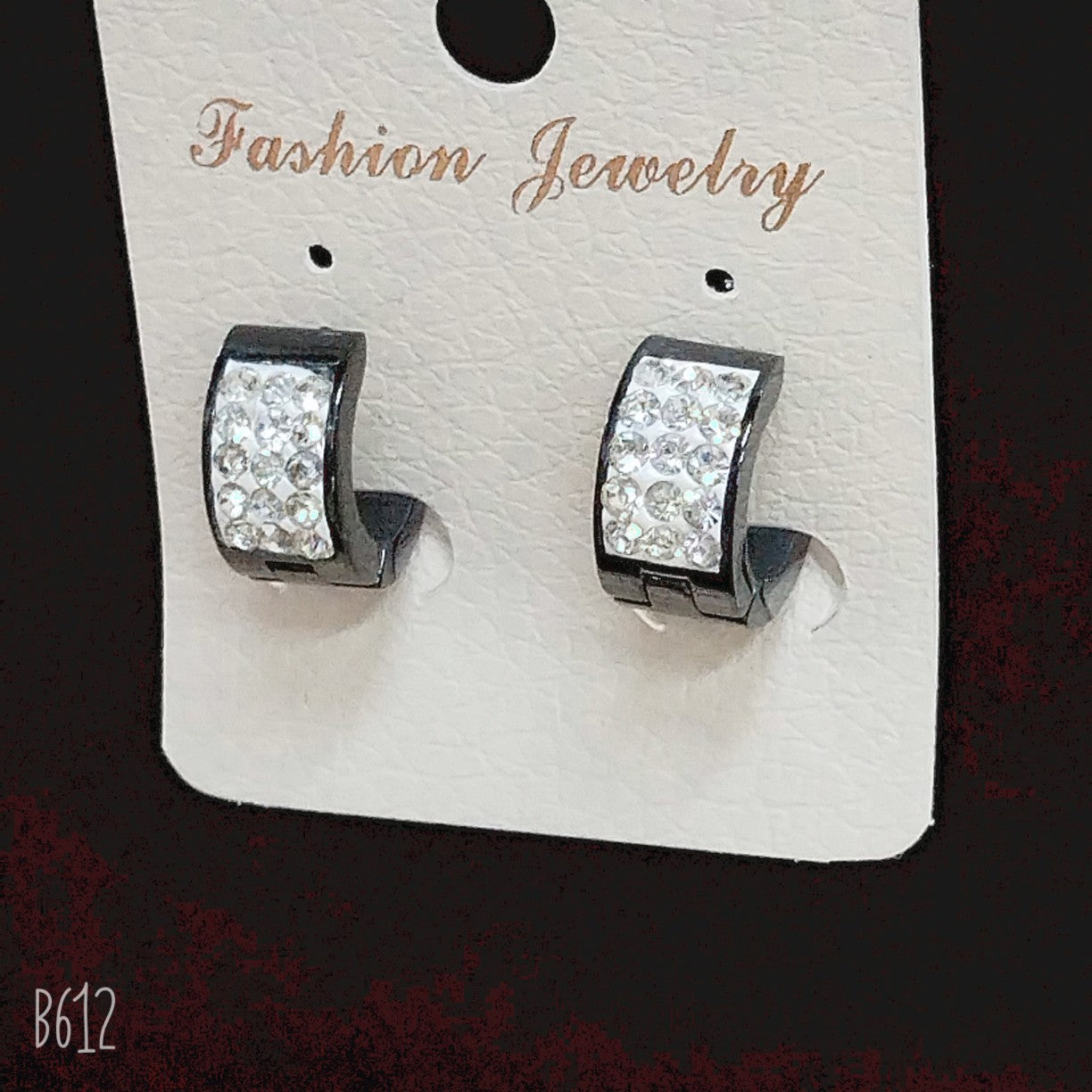 Men's Cross Five-pointed Star Black Zircon Stainless Steel Stud Earrings