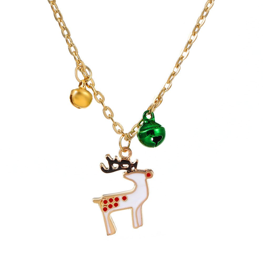 Oil Cartoon Pendant Metal Snowflake Bell Candy Sweater Necklaces