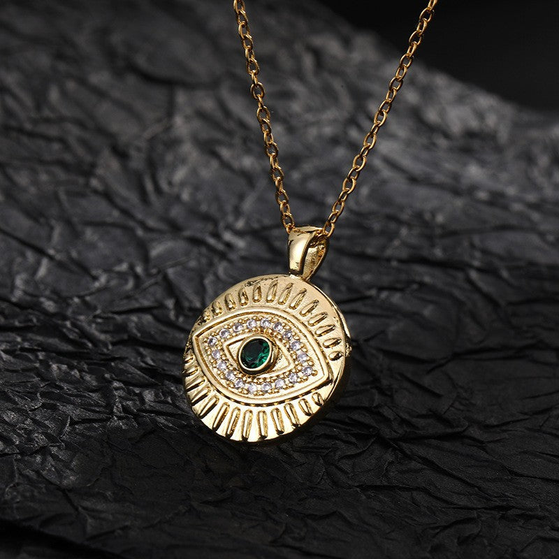 Titanium Steel Clavicle Chain Color Zircon Eye Necklace