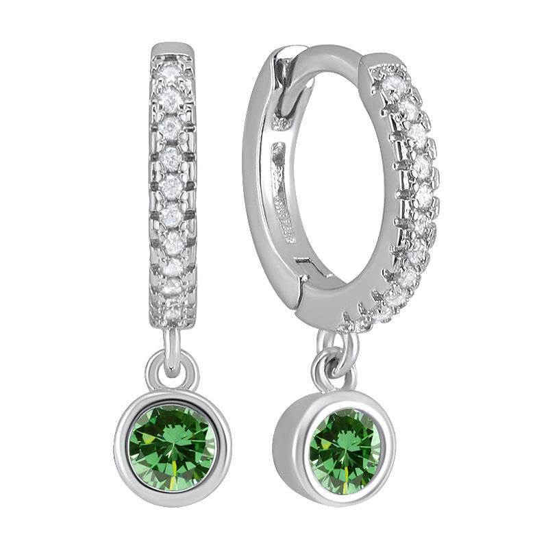 Colorful Round Zircon Female Personality Creative Geometric Fashion Ear Clip Rings
