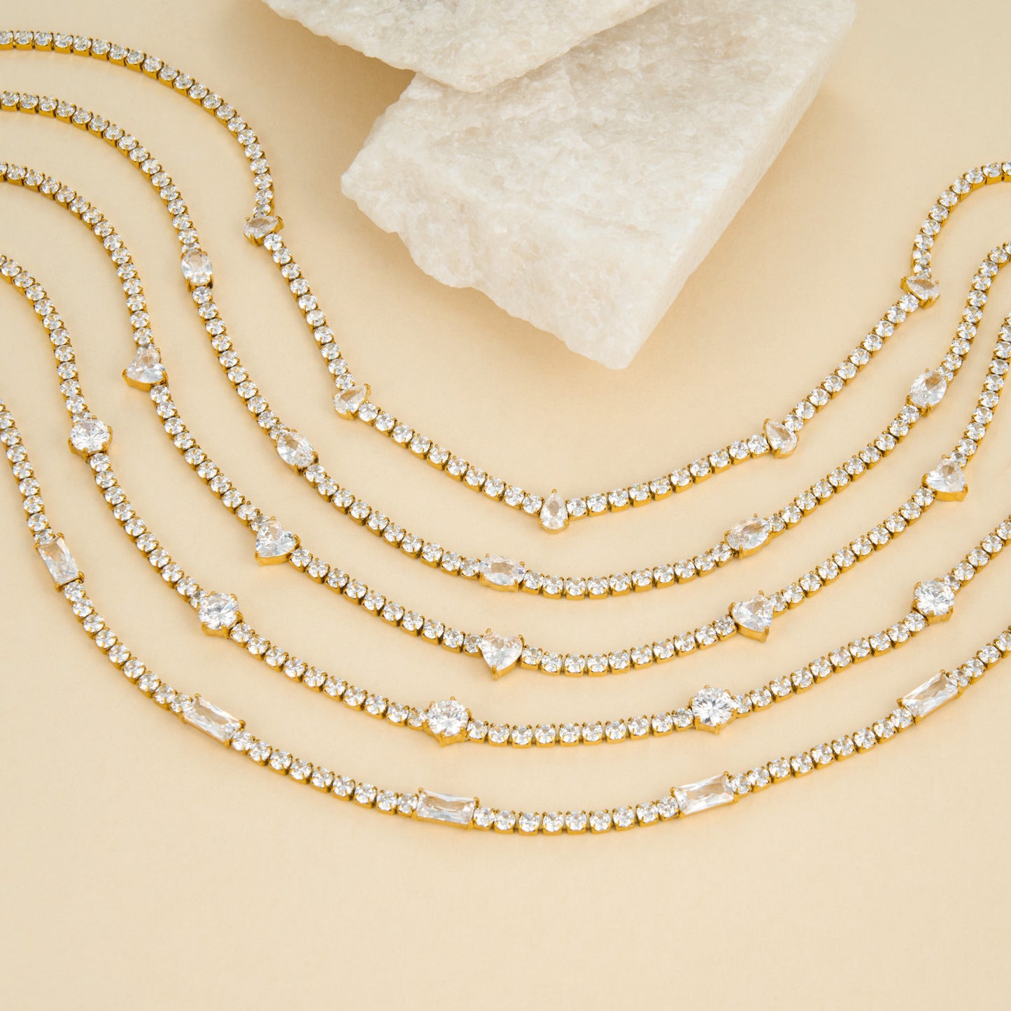 Tennis Chain Real Gold Super Flash Drill Clavicle Light Luxury Necklace