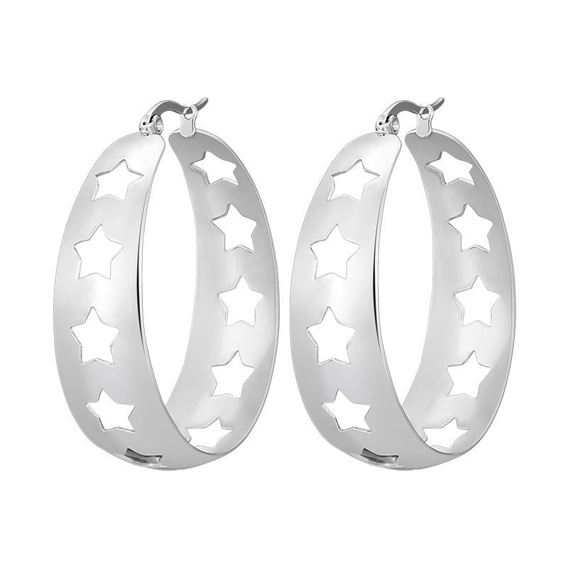 Women's Stylish Simple Personality Trendy High Profile Large Titanium Steel Clip Ear Buckle