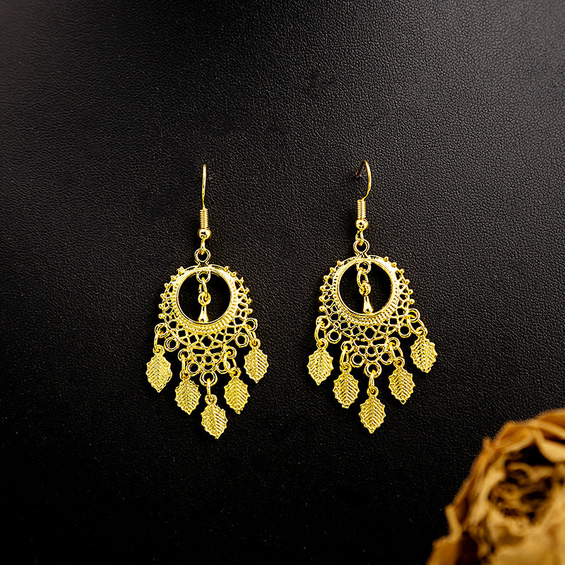 Style Peacock Golden Bell Tassel Bohemian Earrings