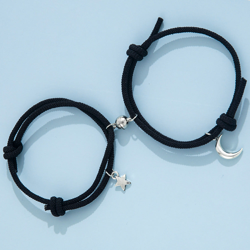 Bracelets réglables en corde faite à la main pour couple de lune et copines