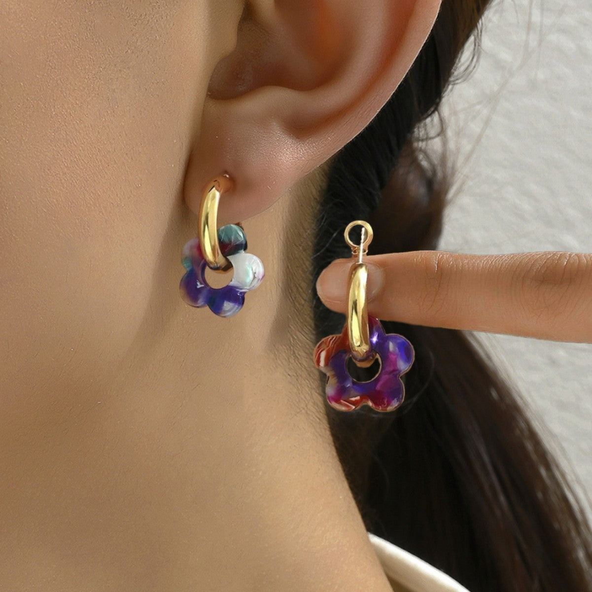Women's Fashion Beautiful Flowers For Niche Design Colorful Rings
