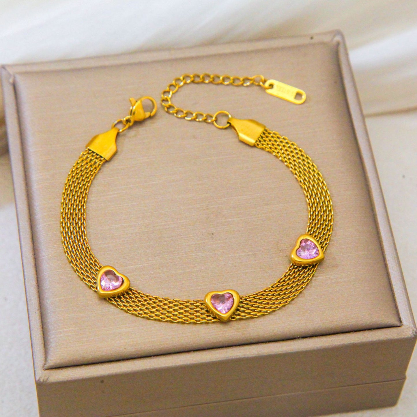 Mesh Heart Light Luxury Woven Wire Fashion Bracelet