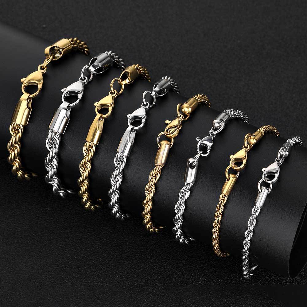 Men's Stainless Steel Hemp Flowers Chain Fashion Bracelets