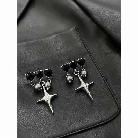 Zirconium Three-piece Heart Asterism Ear Niche American Hot Earrings