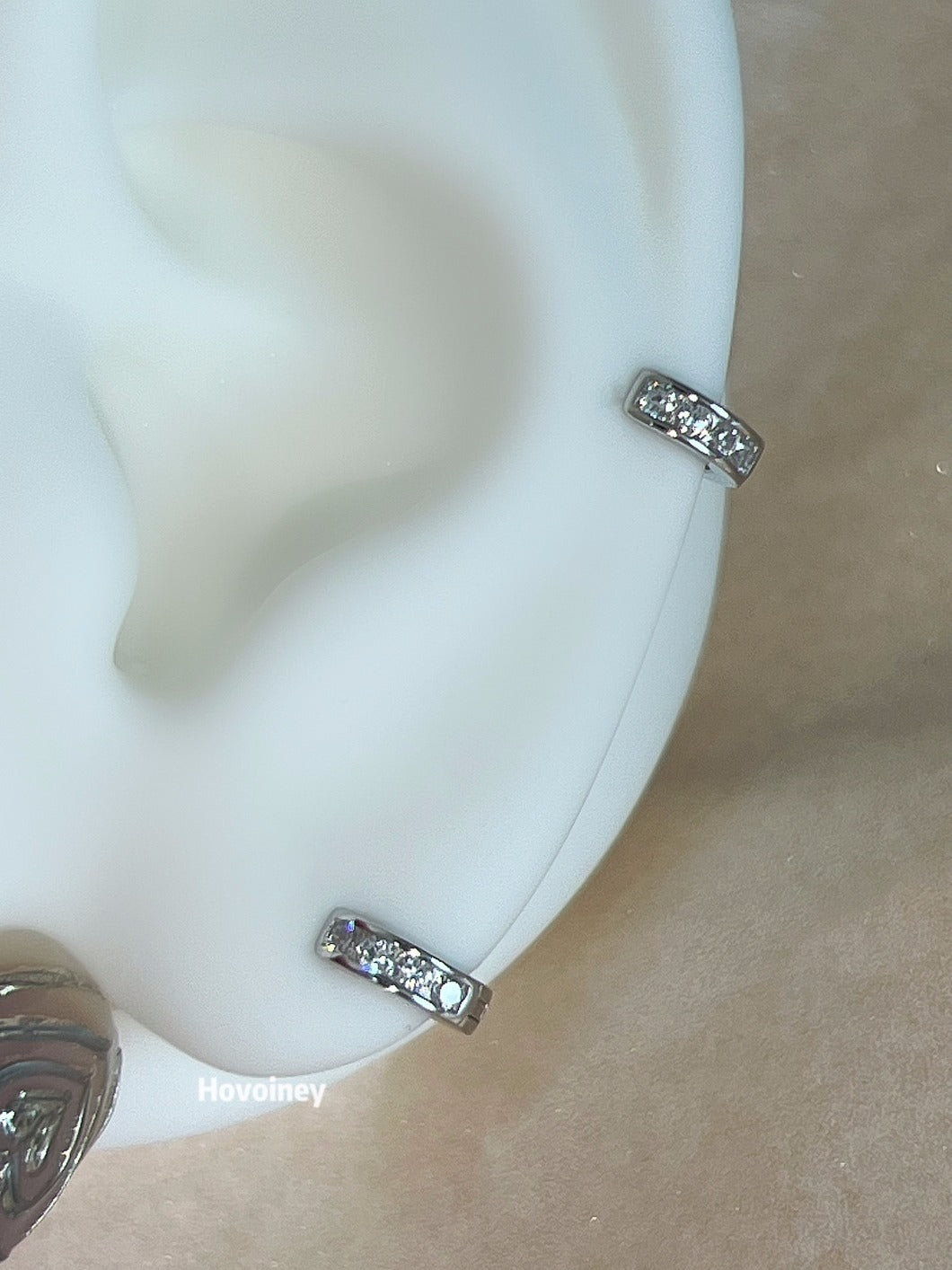 Exquisite Small Zircon Edge Hole Bone Earrings