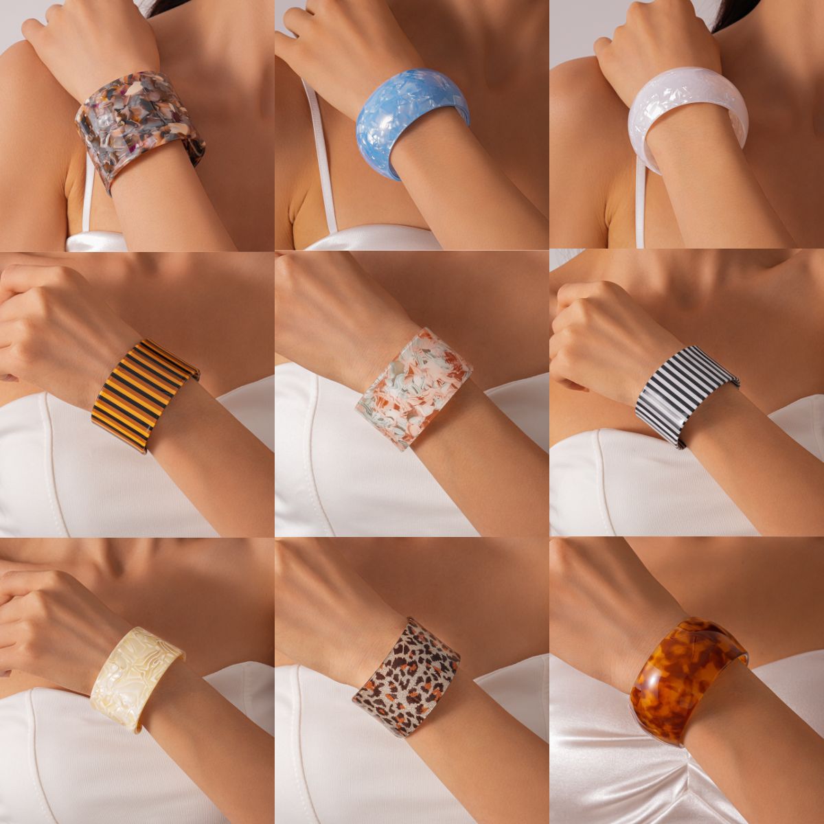 Vacation Style Acrylic Round Open-ended Fresh Sweet Niche Bracelet