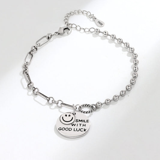 Retro English Round Female Design Smiley Bracelets