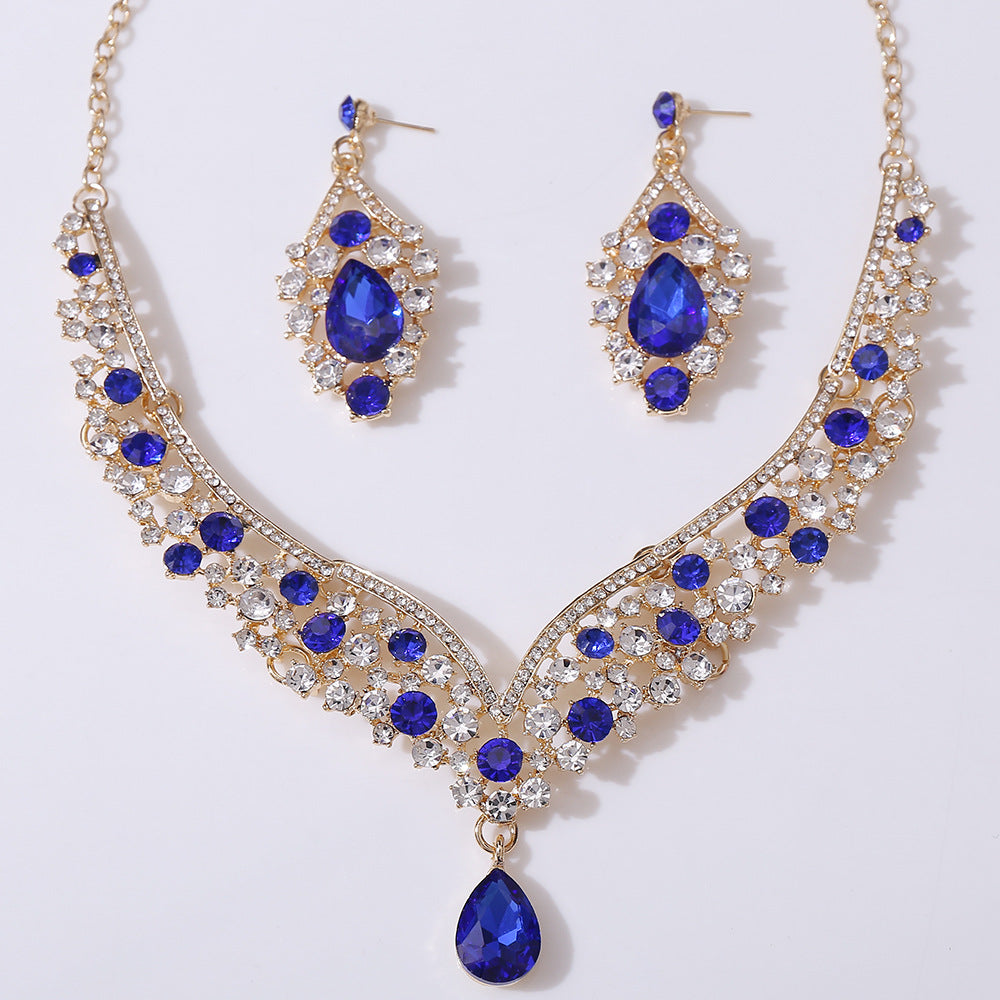 Exquisite Colorful Crystal Glass Drop-shaped Wedding Necklaces