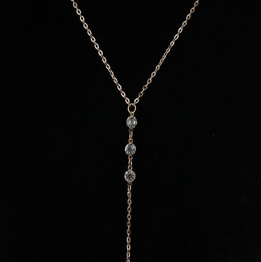 Alloy Chain Simple Rhinestone Single Layer Sweater Necklaces