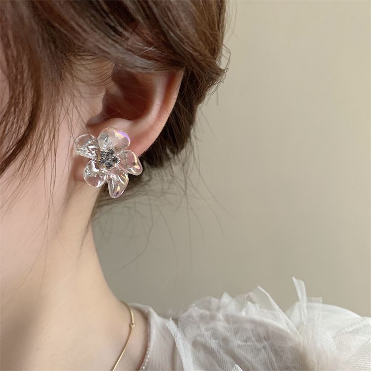 Design Transparent Flower Trendy Sweet High Earrings