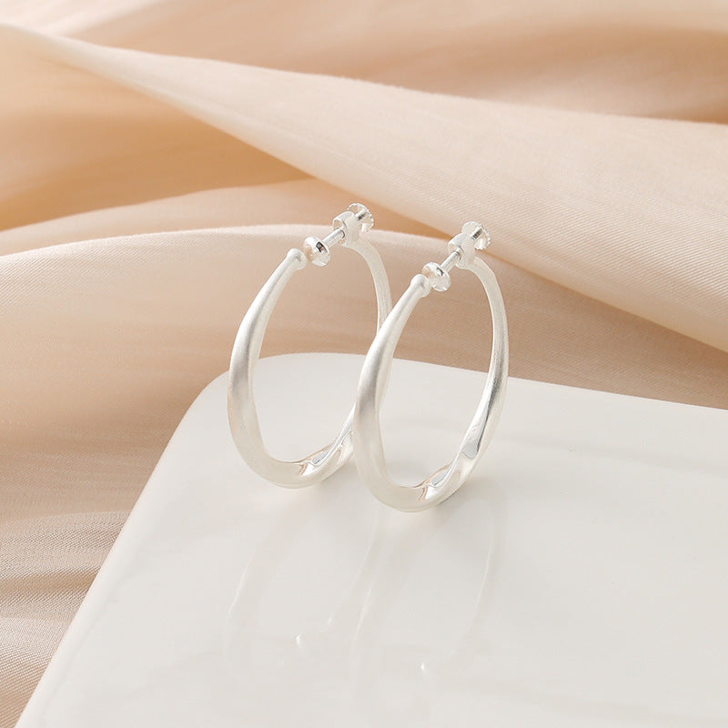 Brushed Sier Round High-grade Hoop Graceful Ear Clip