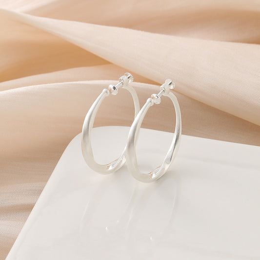Brushed Sier Round High-grade Hoop Graceful Ear Clip
