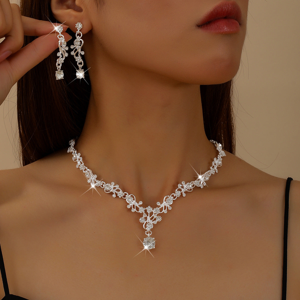 Alloy Suite Bridal Wedding Over Rhinestone Rings
