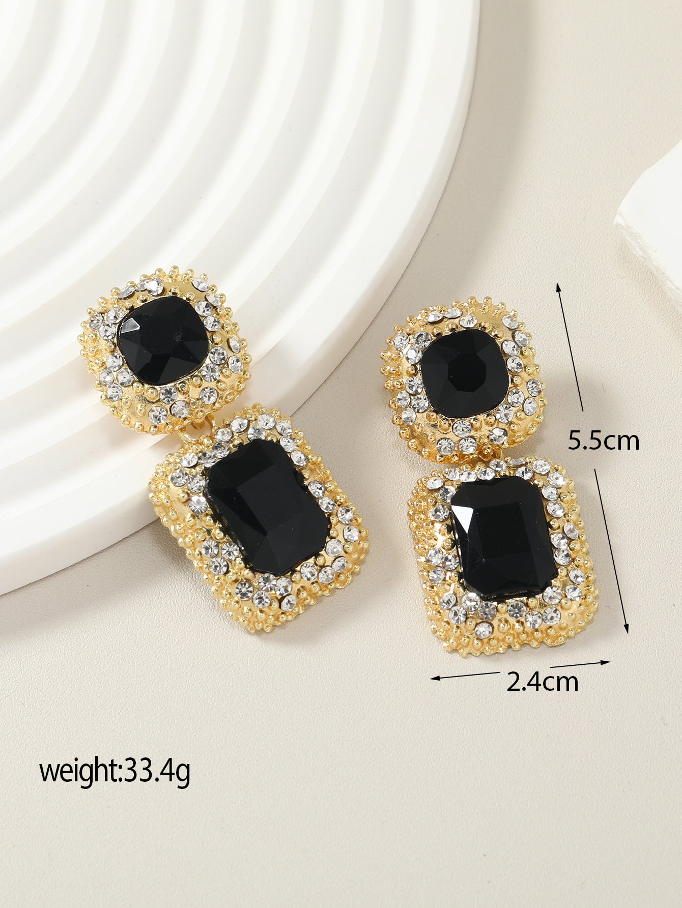 Style Gem Series Geometric Square Water Stud Earrings