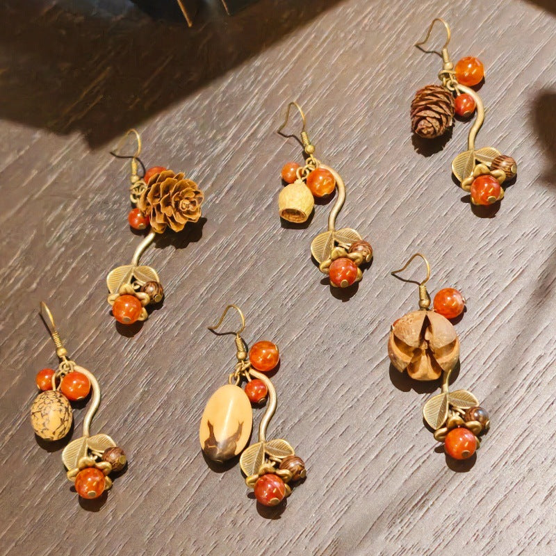 Handmade Plant Fruit Mori Style Chinese Hawthorn Artistic Rings