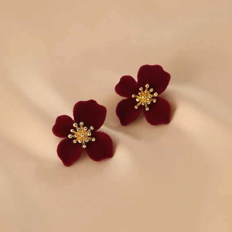Women's Needle Veet Flower High-grade Light Luxury Earrings