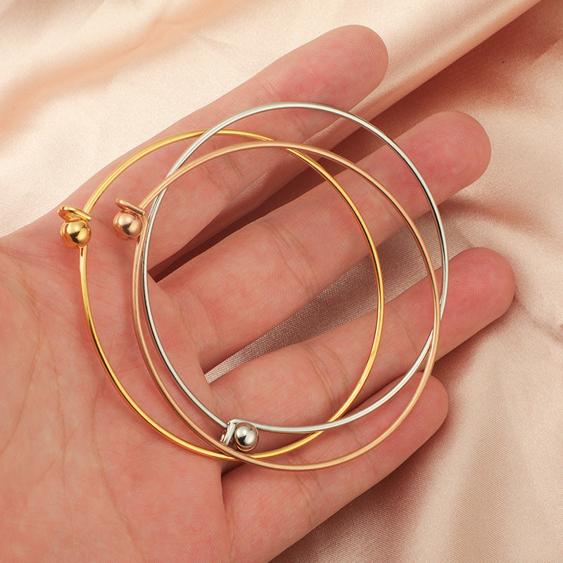 Diameter Stainless Steel Open Movable Simple Thread Beads Bracelets