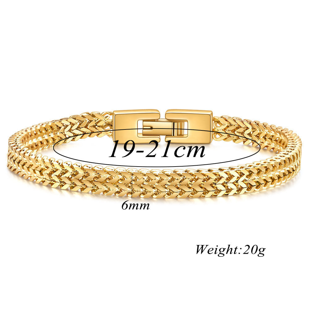 Men's Hip Hop Stainless Steel Keel Snake Chain Fashion Bracelets