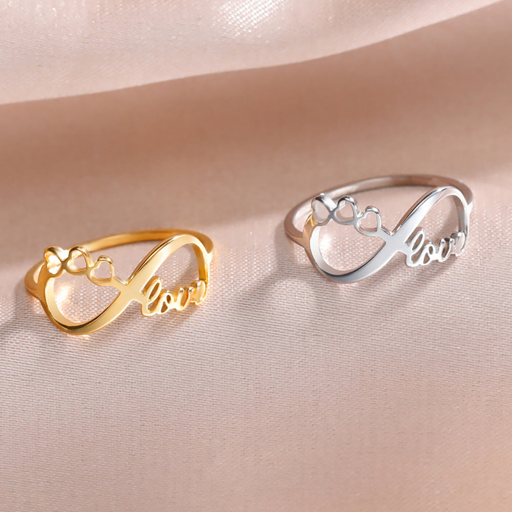 Women's Stainless Steel Gold Love Star Eternal Power Ring
