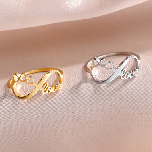 Women's Stainless Steel Gold Love Star Eternal Power Ring