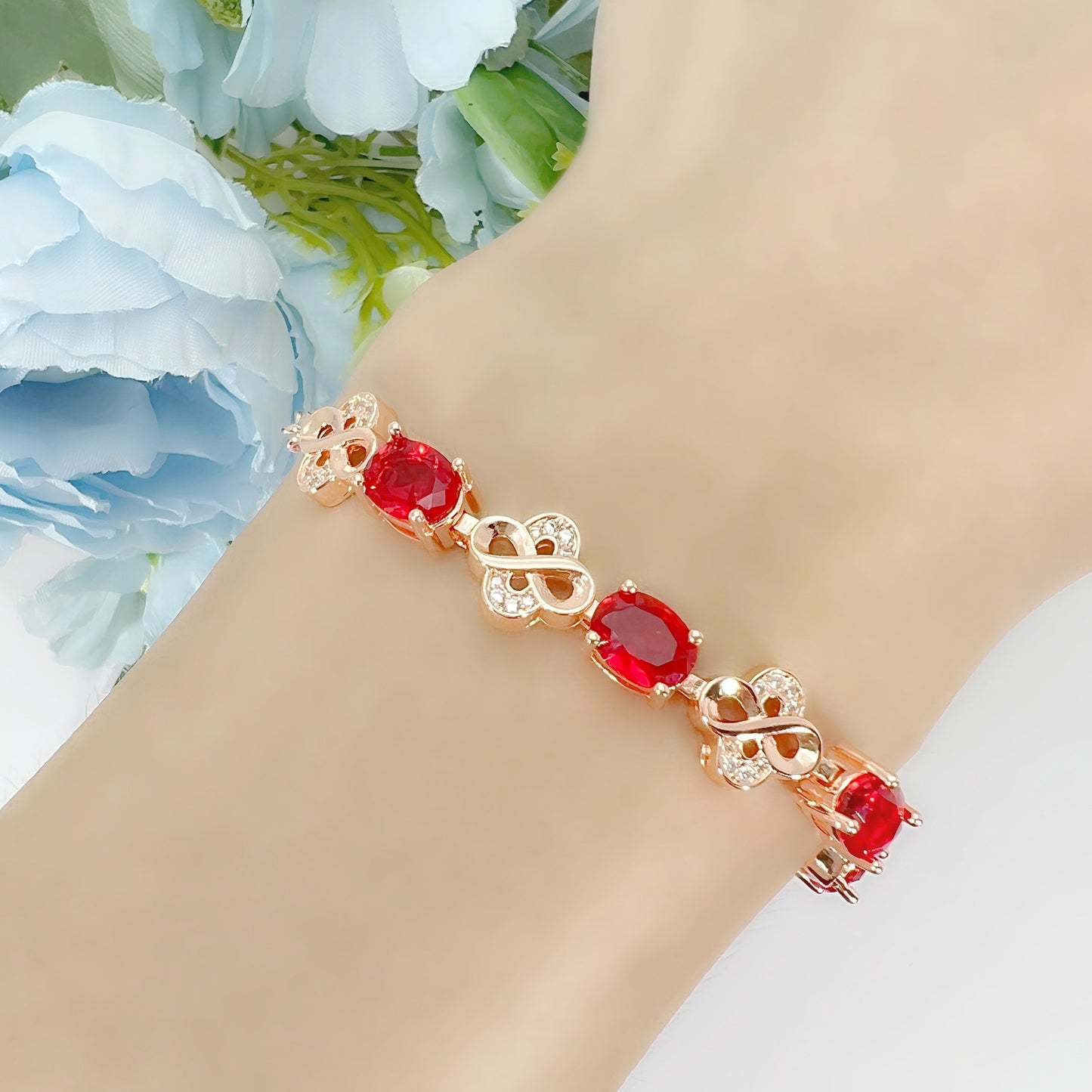 Ruby Gold-plated Morning Glory Colored Gemstone Bracelets