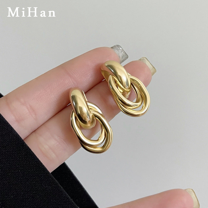 Geometric Simple Hollow Fashion Metal Texture Earrings