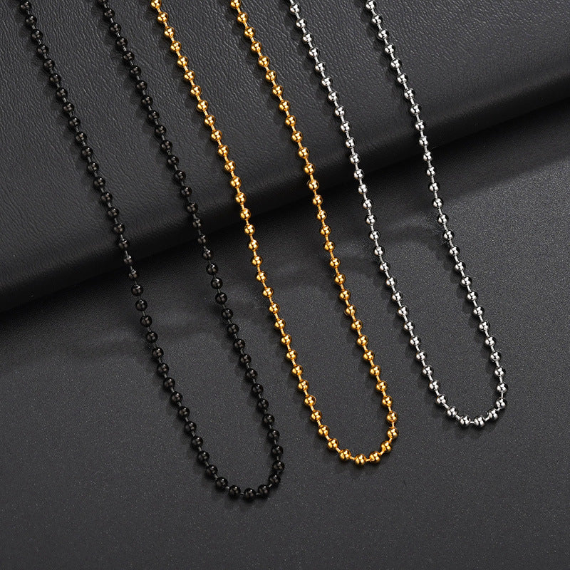 Titanium Steel Round Beads Chain Ball Necklaces