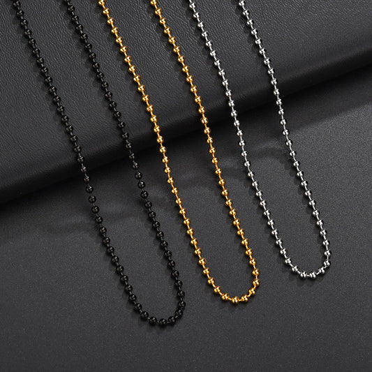 Titanium Steel Round Beads Chain Ball Necklaces