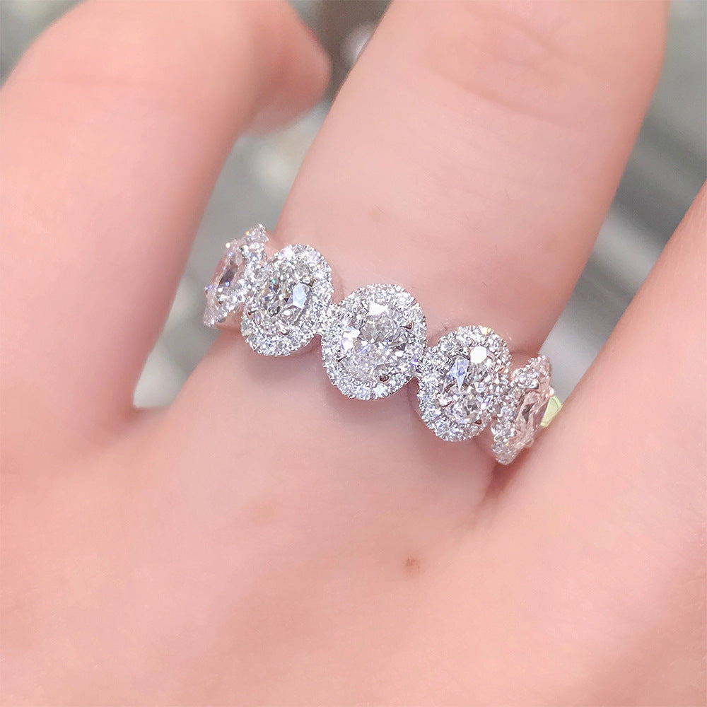 Simple Five Circle Zircon Korean Round Rings