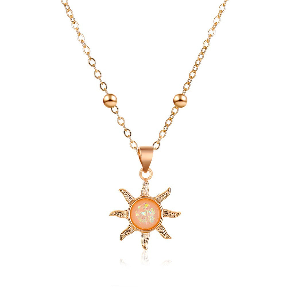 Koreanische Accessoires Opal Sun Elegante eingelegte Halsketten