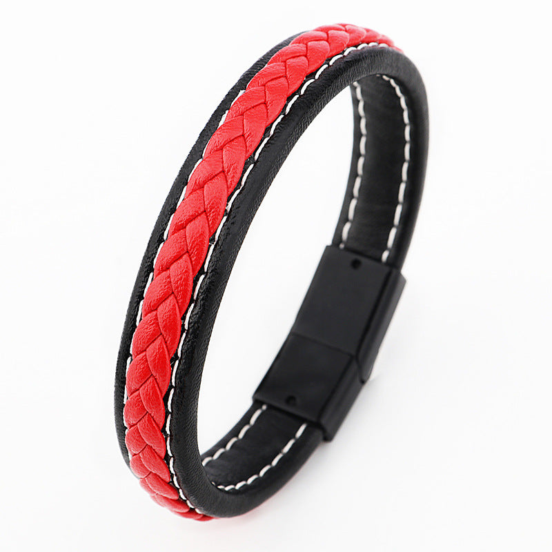 Men's Cowhide Handmade Niche Couple Simple Woven Bracelets