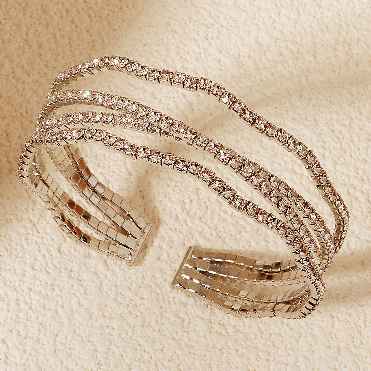 Women's Rhinestone Elastic Design Claw Chain Cross Bracelet