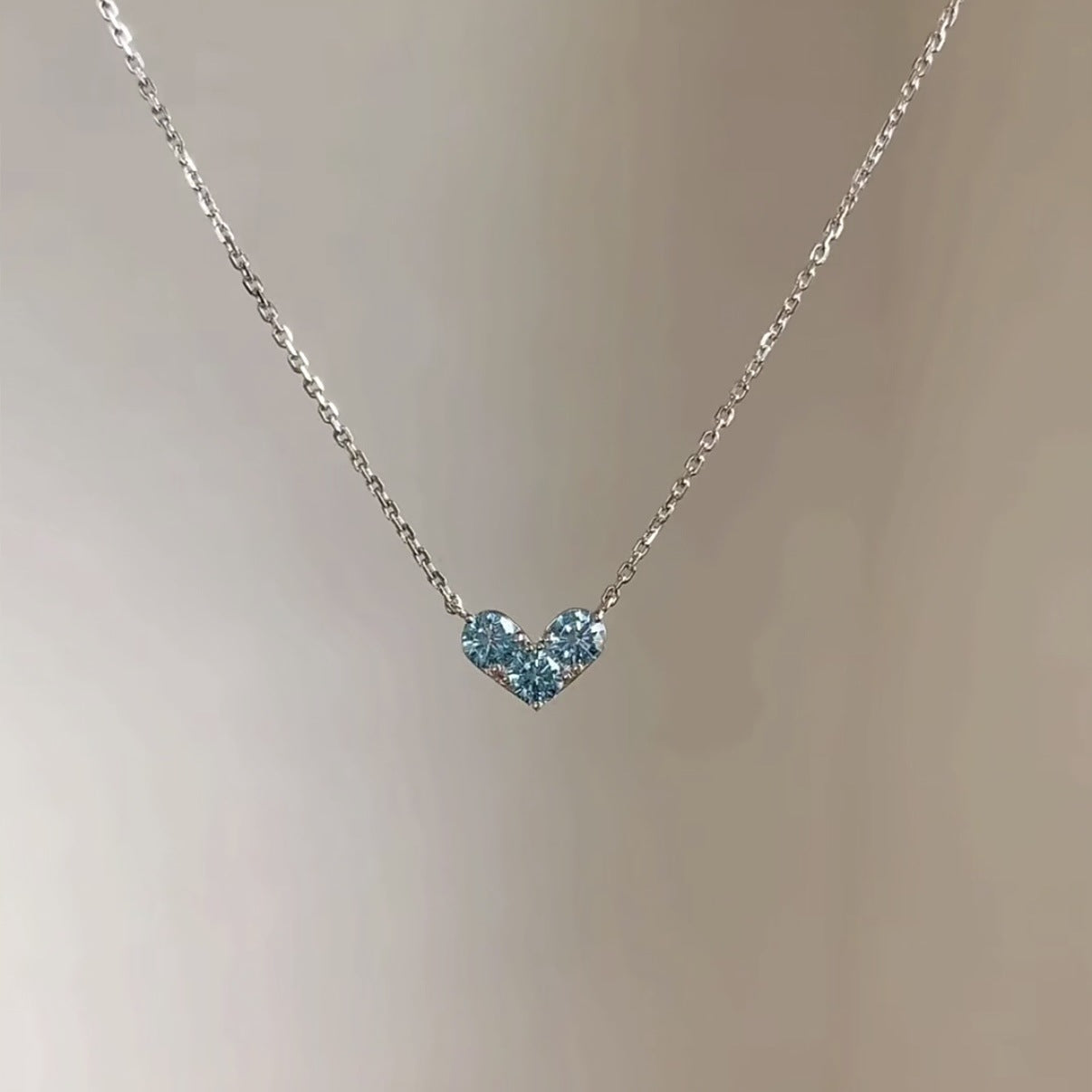 Navy Blue Heart French Summer Design Clavicle Chain Female Jewelry Set