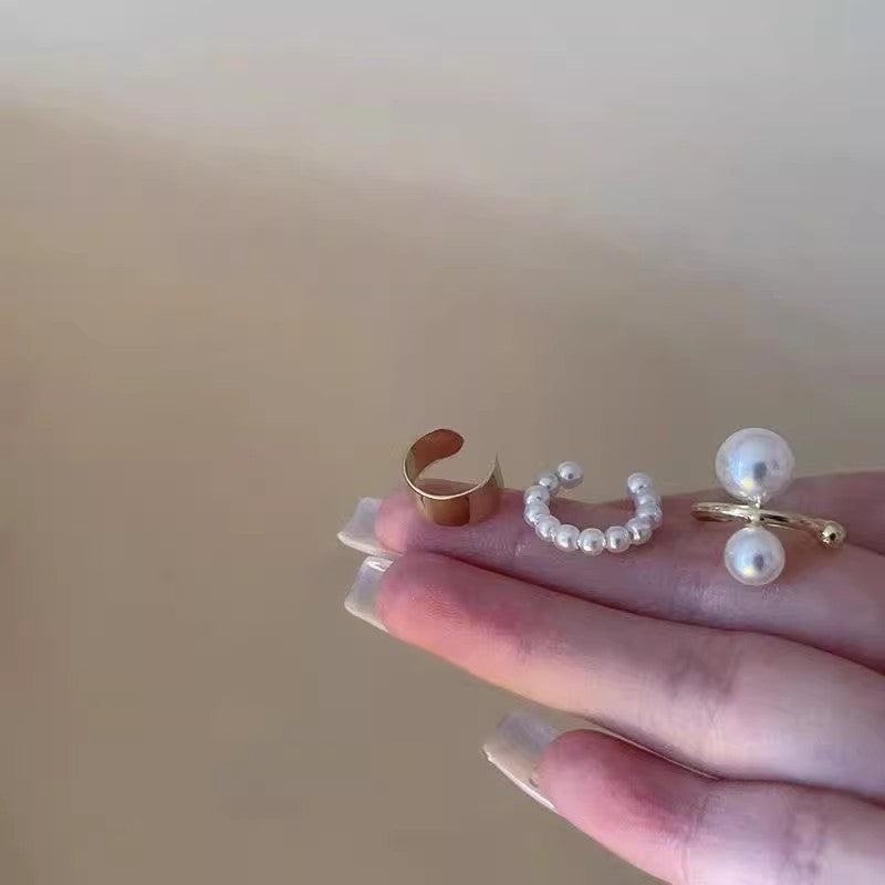 Women's Three-piece Pearl Bone French Niche Ear Clip