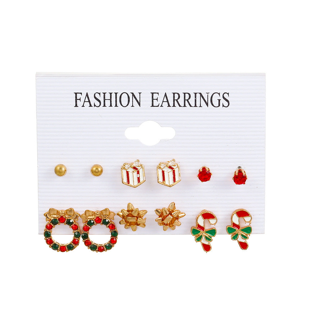 Women's Cartoon Oil Dripping Tree Santa Claus Earrings