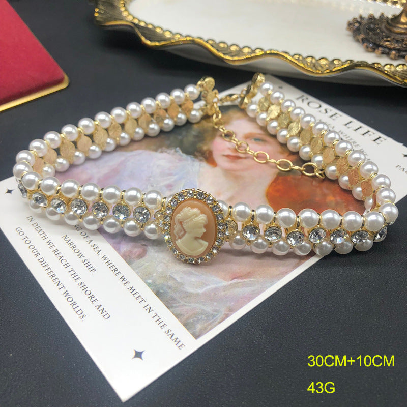 Women's Western Retro Mabe Pearl Ear Clip Hepburn Style Cheongsam Formal Jewelry Set