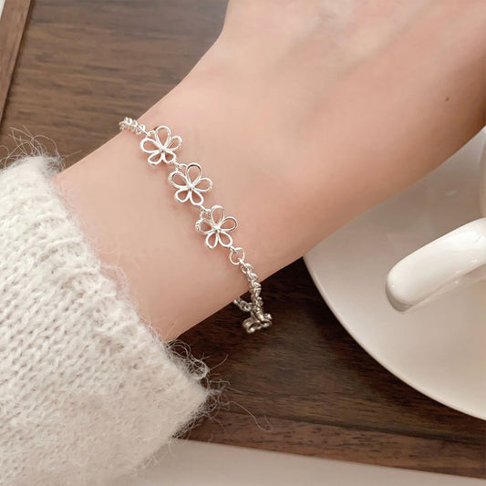 Women's Hollow Sier Flower Simple Temperamental Minority Bracelet