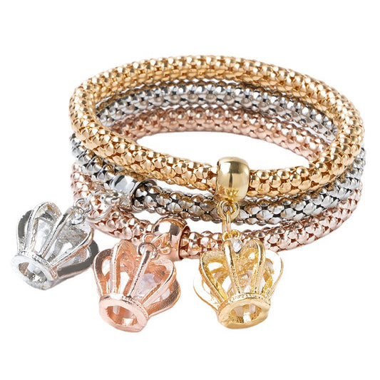 Damen-Anzug-Stretch-Popcorn-Mais-Ketten-Diamant-Eulen-Armbänder